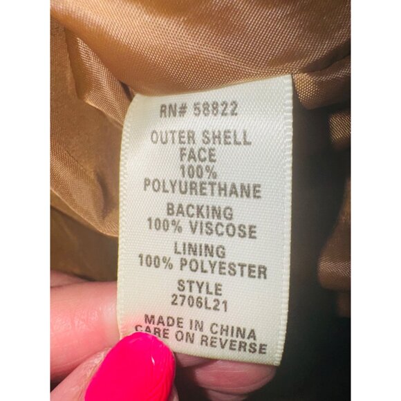 Vintage Max Edition Camel Faux Leather Moto Biker Jacket Coat S Street Style 90s - Picture 11 of 16